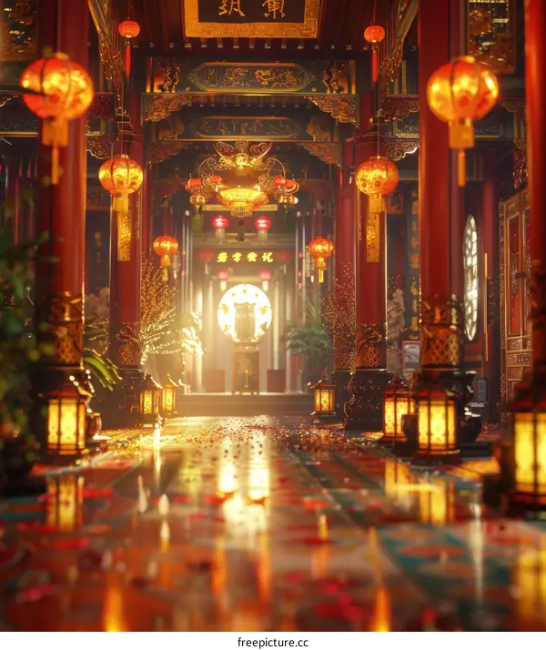 Traditional Chinese Temple Interior