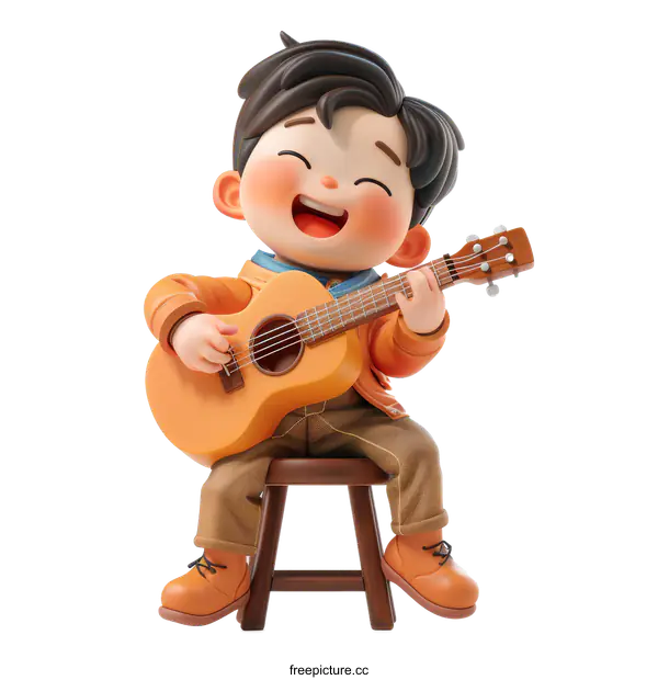 Cute boy playing guitar