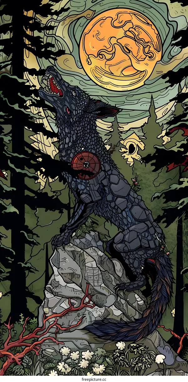 The Black Wolf in the Forest