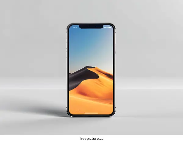 Closeup of a Smartphone with a Desert Background