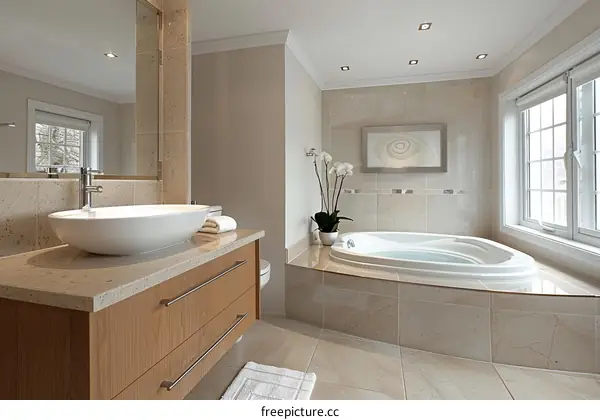 Modern Elegant Bathroom with Corner Tub