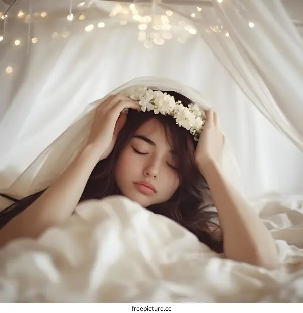 Sleeping Beauty with a Flower Crown