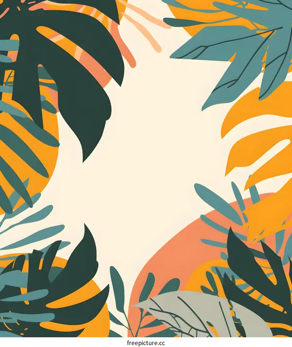 Tropical Leaf Frame Background Illustration