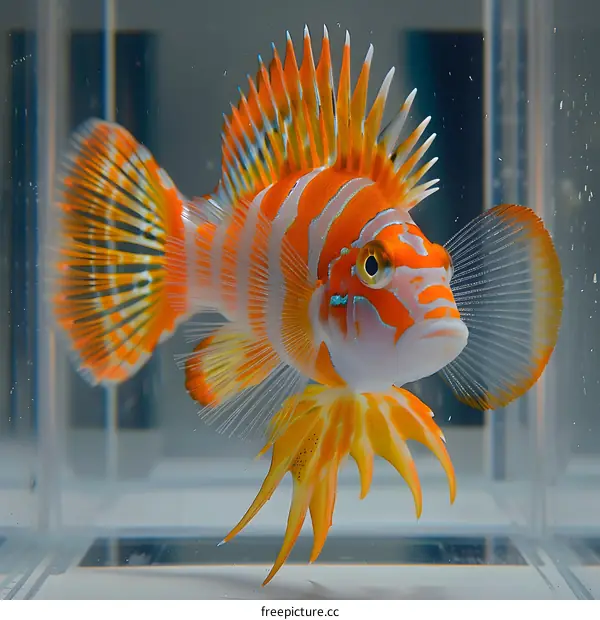 Striking Orange and White Fish in Aquarium
