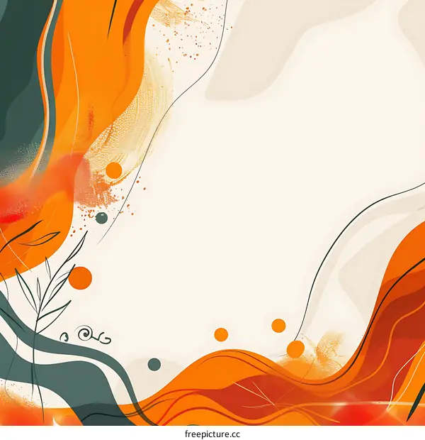 Abstract Background with Orange and Green Waves