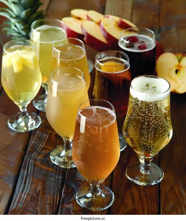 Assortment of Apple Cider and other Fruit Based Beverages