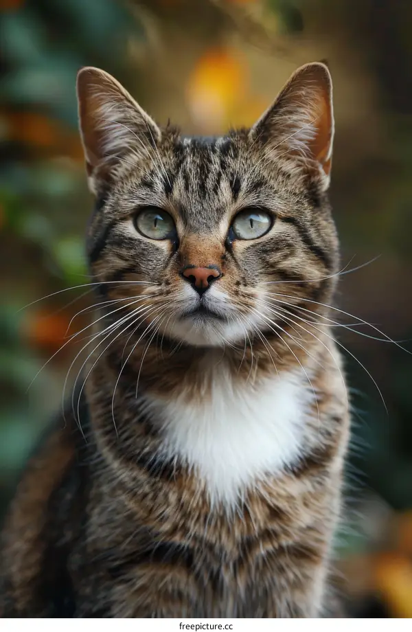 A ginger cat looking up
