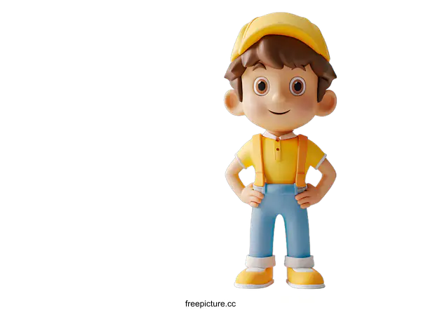 [Transparent Background PNG]3D rendering of a cute cartoon boy