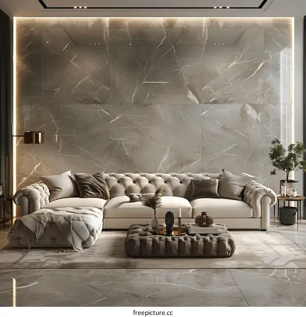 Modern minimalist marble living room interior design