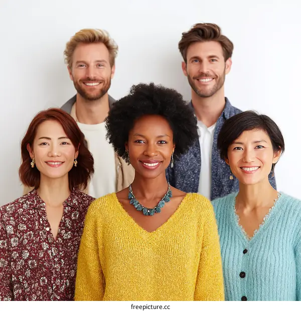 Diverse Group Smiling People Portrait
