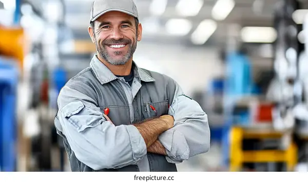 Confident Male Mechanic in a Workshop
