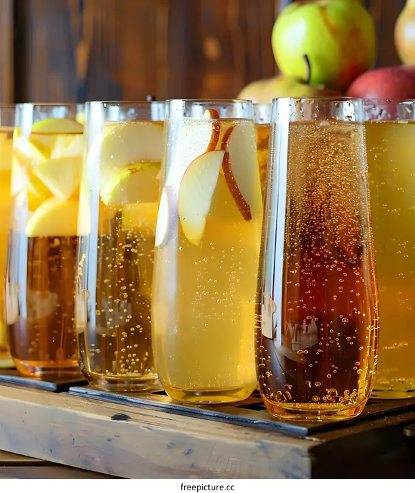 Sparkling Apple Cider with Apple Slices