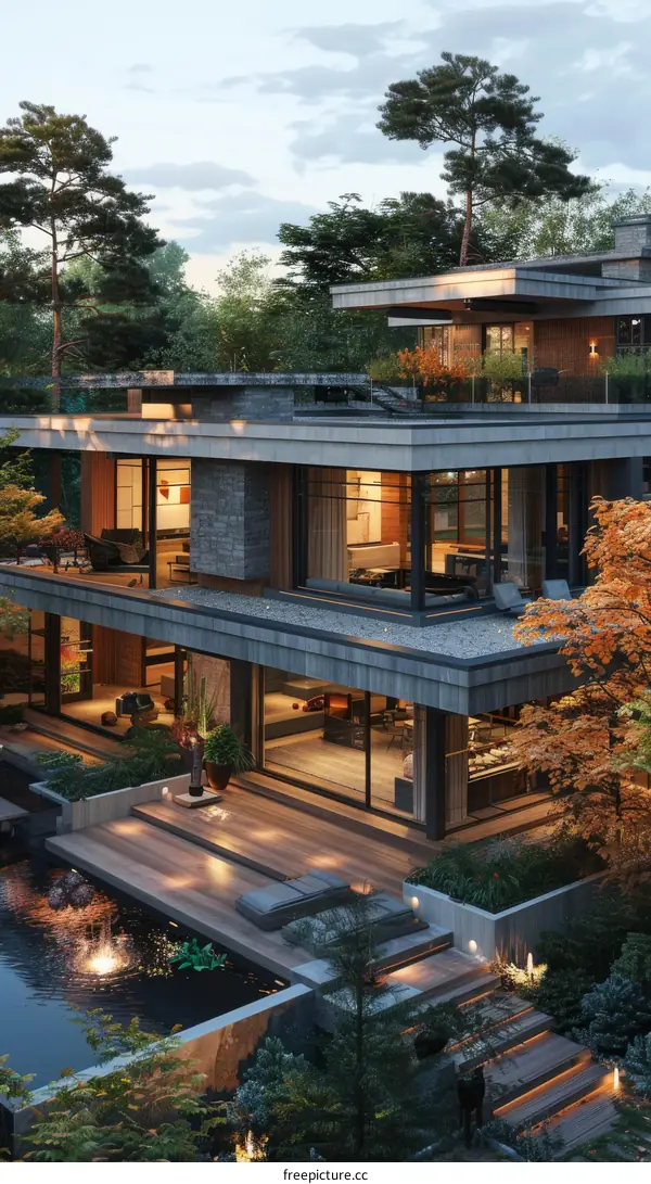 A Modern Home That Coexists with Nature in the Forest