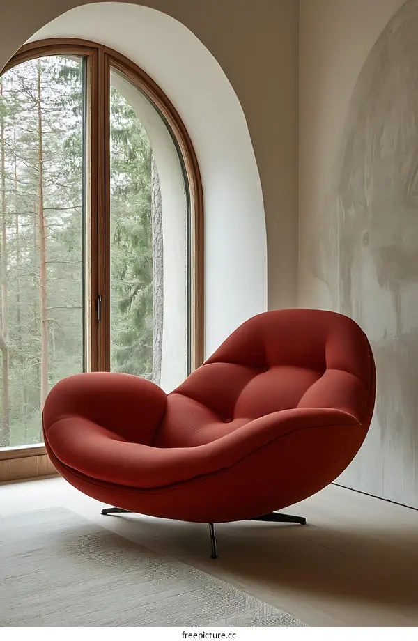 Modern Red Armchair by the Window