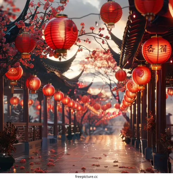 A Beautiful Chinese Lantern Festival Pathway
