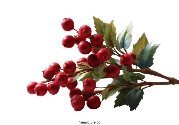 [Transparent Background PNG]Artificial Red Berries and Leaves Arrangement