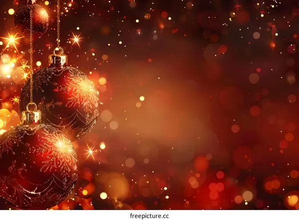 Red Christmas balls with Christmas decoration