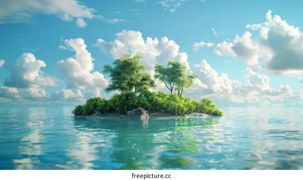 Secluded Island Paradise in the Vast Ocean