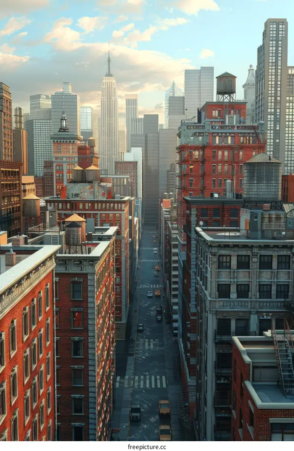 Modern City Skyline with Tall Buildings