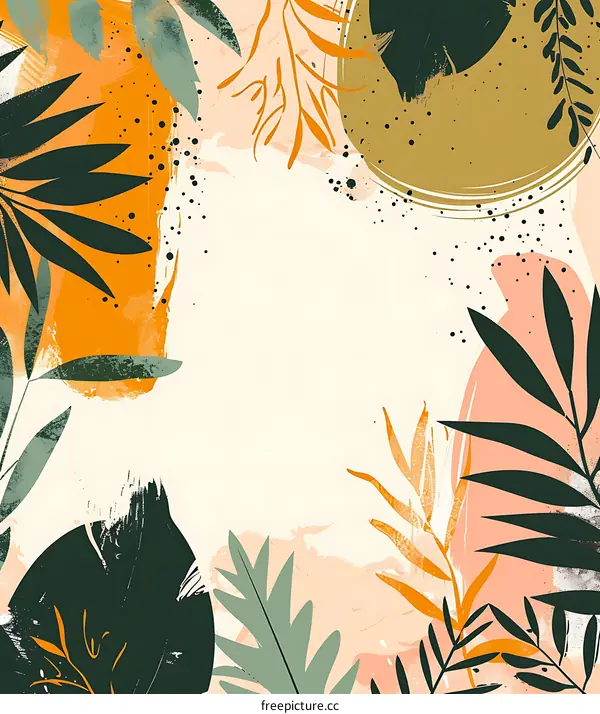 Abstract Tropical Leaves Artwork Background