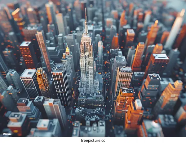 Digital Cityscape Aerial View