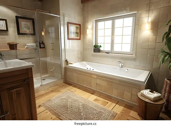 Bathroom with Modern Tub and Shower