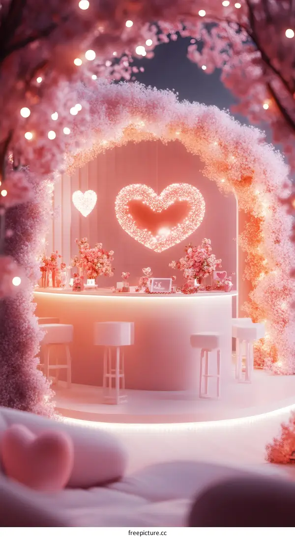 Pink Heart Shaped Archway Bar Decor