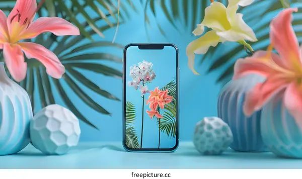 Flowers and Mobile Phone Still Life Photography