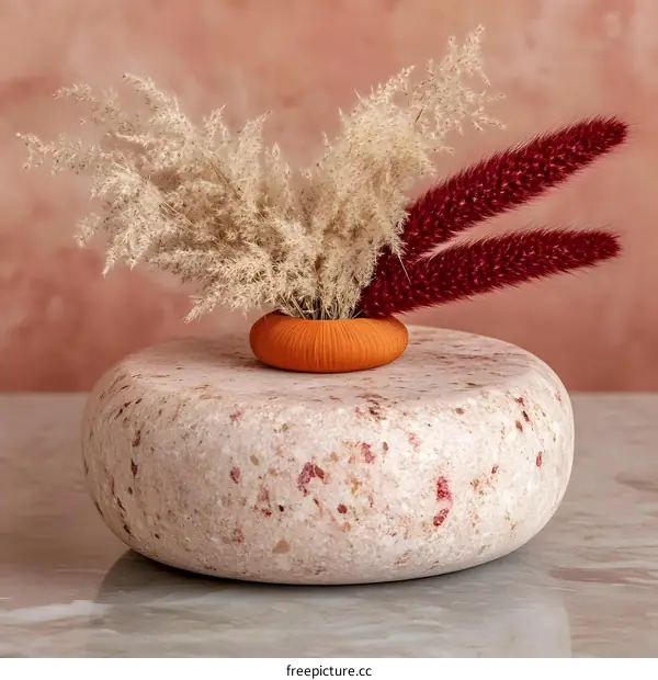 Dried Flowers in a Unique Stone Vase