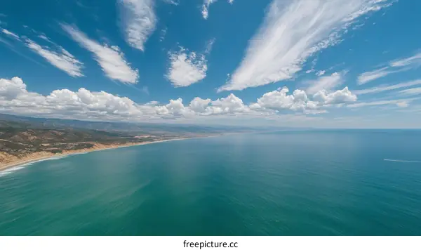 Coastal Ocean Scenery Under a Clear Sky