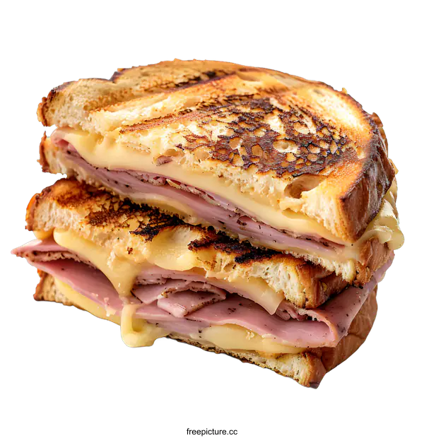 [Transparent Background PNG]Ham and cheese sandwich