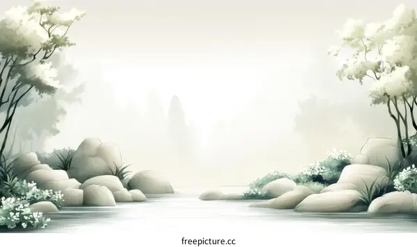 Misty Mountain Landscape Illustration