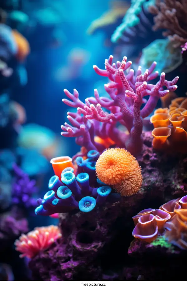 Amazing and colorful underwater world with corals and tropical fish