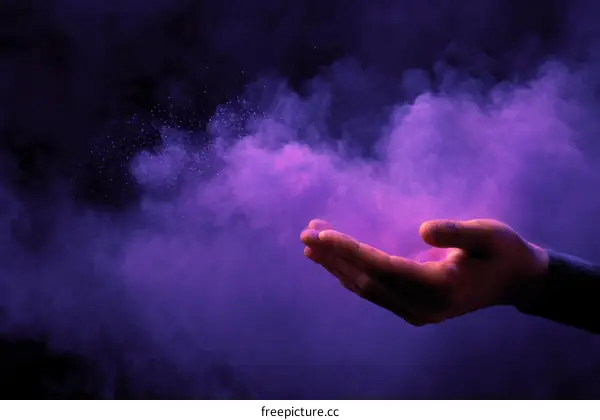 Purple Powder Exploding from Hand