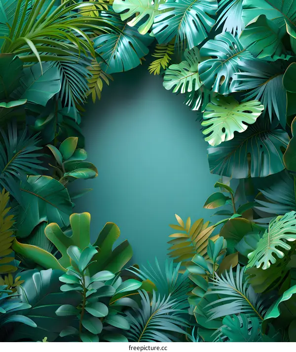 lush tropical rainforest plant leaves