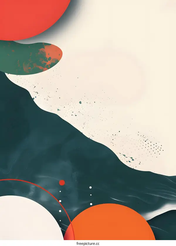 Abstract Art Background With Green, White, Orange and Red Color