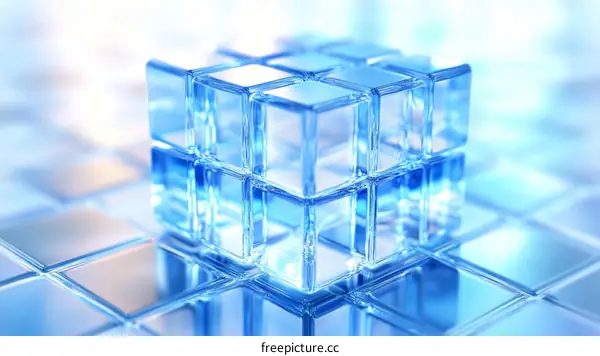 Abstract Geometric Shapes of Transparent Cubes