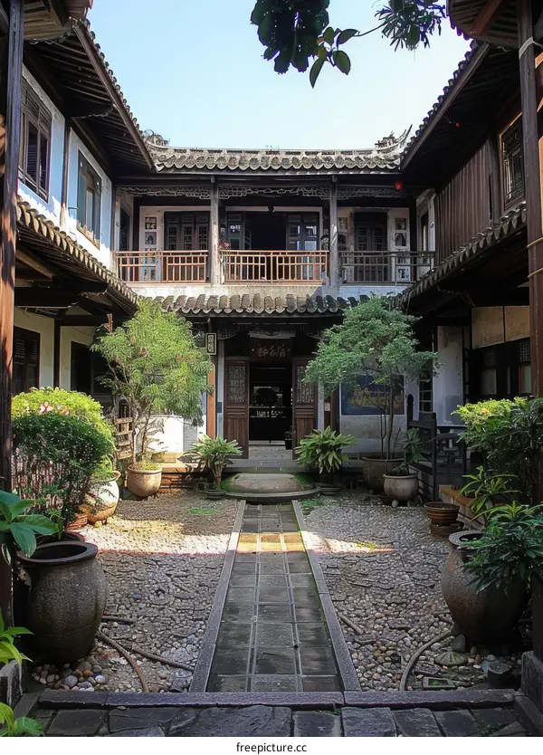 Courtyard of a traditional Chinese courtyard house