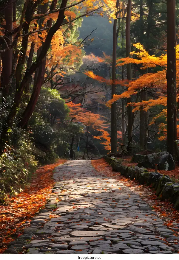 The colorful path in autumn