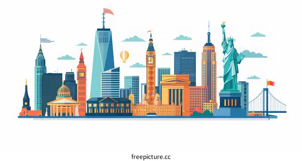 Famous Landmarks of the World Illustration