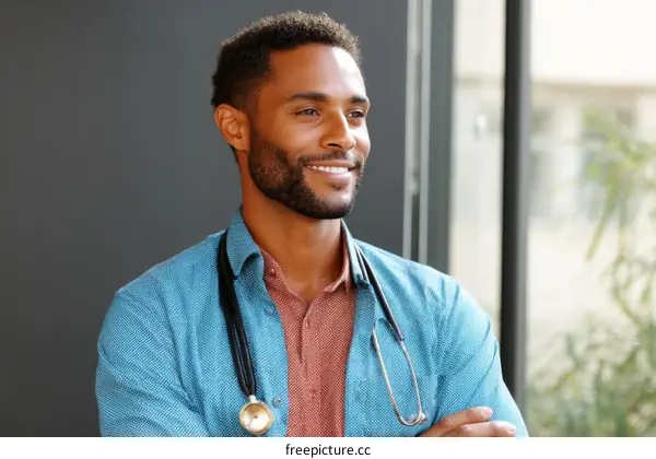 Portrait of a Smiling Black Male Doctor