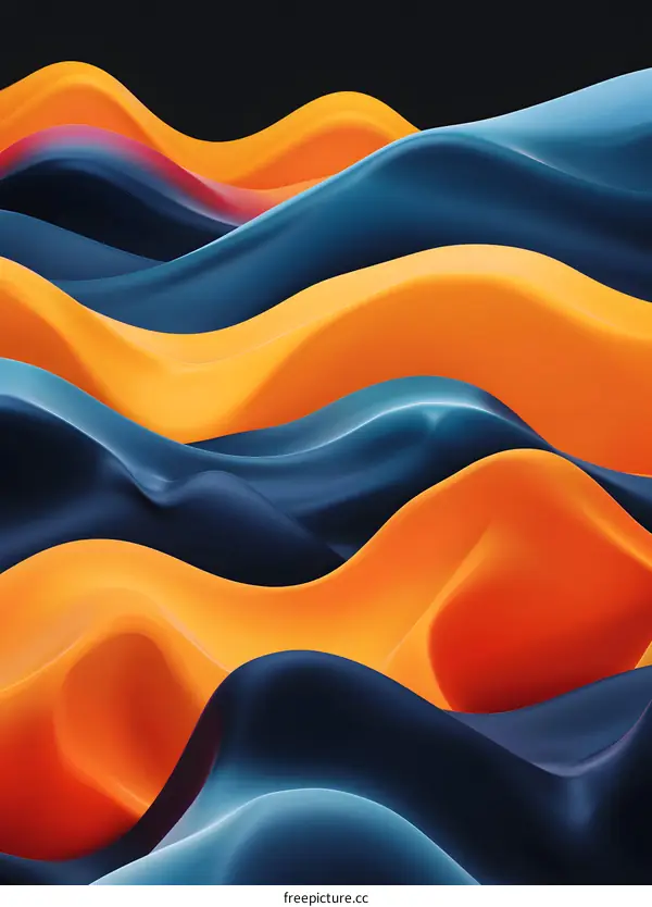 Abstract 3D Wavy Background with Blue and Orange Colors
