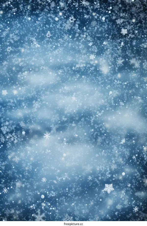 Blue background with falling snowflakes