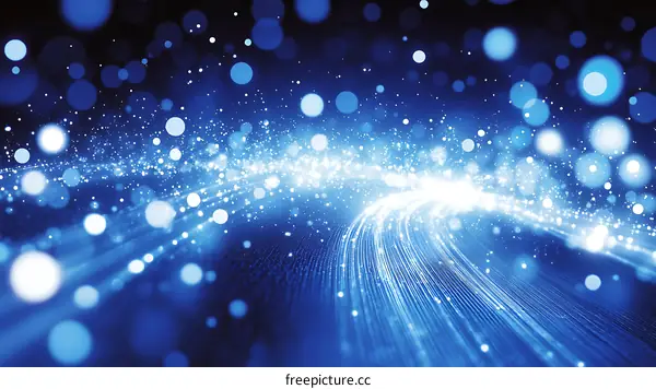 Abstract Blue Light Trails and Particles