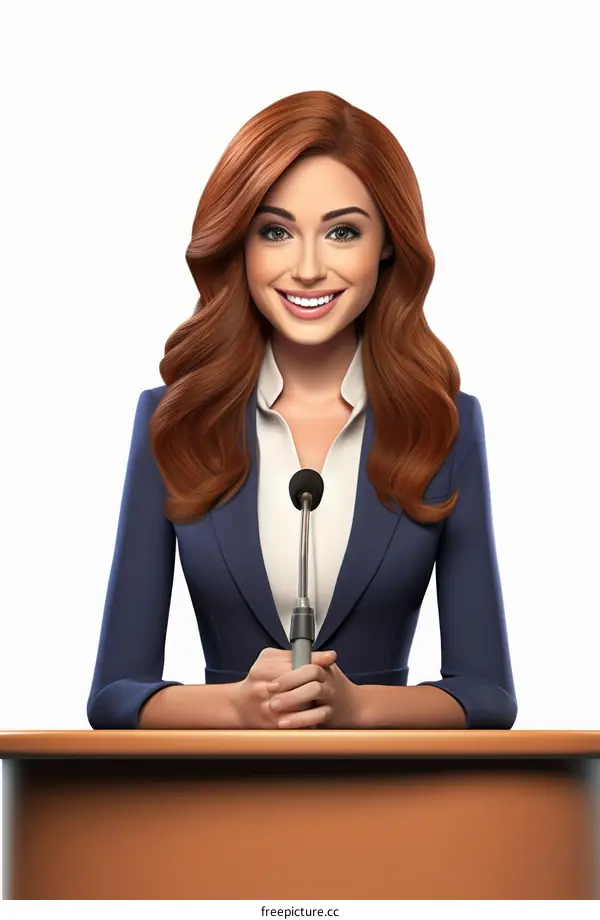 A young female politician giving a speech at a podium