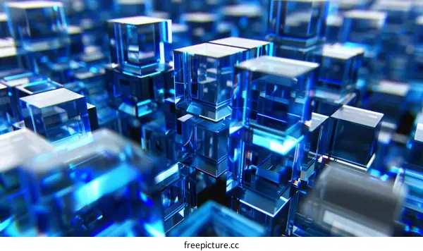 Blue glass cubes background