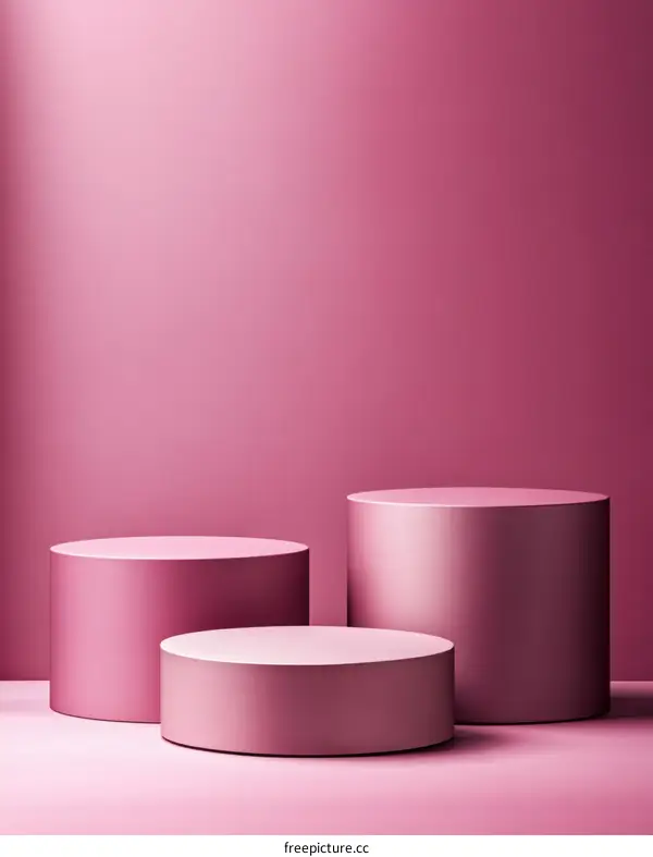 Pink Cylindrical Display Podiums