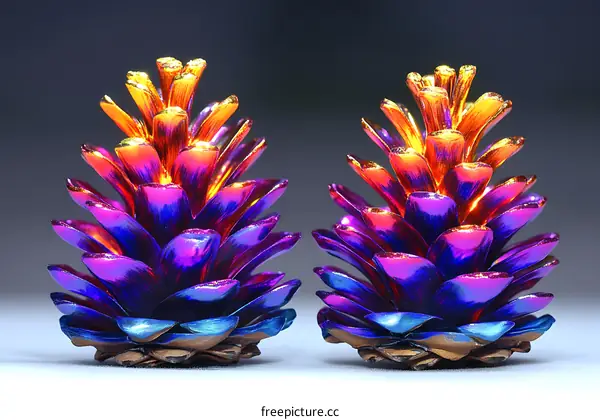 Colorful Painted Pine Cone Art