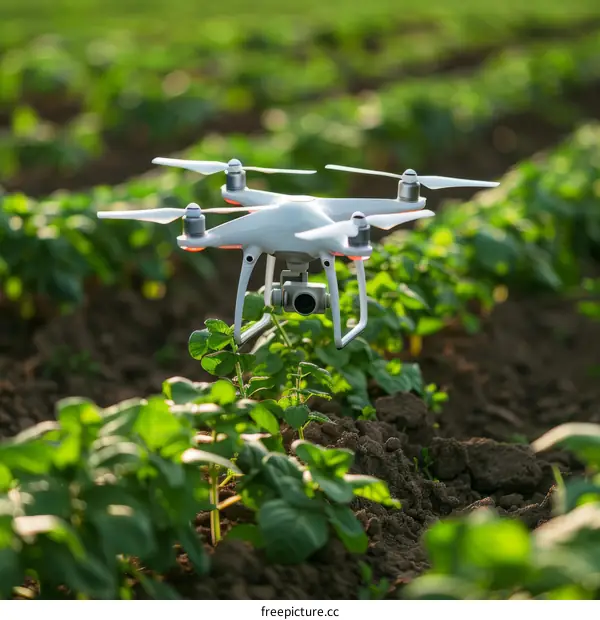 Drone Aerial View of Green Field for Crop Monitoring