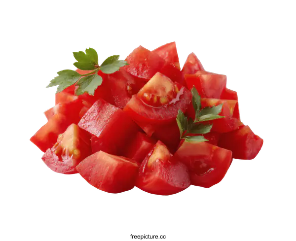 [Transparent Background PNG]Close-up of Diced Tomatoes with Parsley